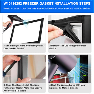 2X Freezer Door Seal Gasket – Replaces W10436252, W10131754, W10164041