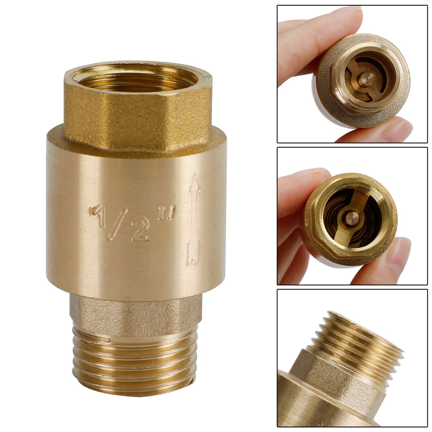 Brass Check Valve G1/2" G3/4" G1" M To F Thread Non-Return Backflow Prevention Generic