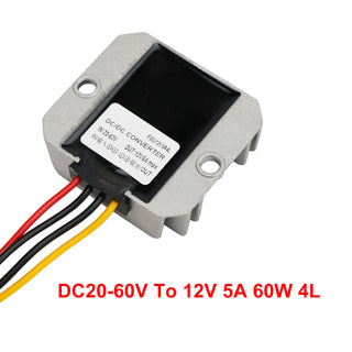 Waterproof DC 20-60V to 12V 5A 60W Step-Down Power Supply Converter Regulator