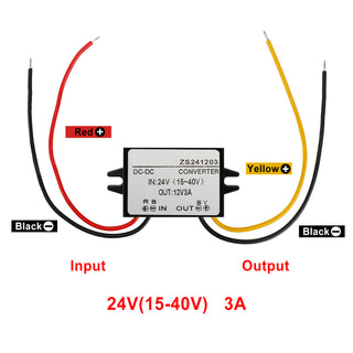 Car Waterproof DC-DC Converter 24V Step Down to 12V Power Supply Module 3A 36W