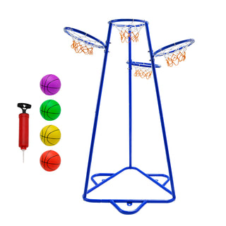 Early Learning 4 Hoop Kid Basketball Hoop Indoor/Outdoor Preschool Hoop Set Blue Toy