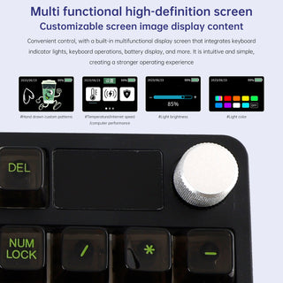 98-Key 2.4G Wireless Bluetooth Three-Mode Mechanical Keyboard With Display Knob