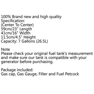 7 Gallon Universal Secondary Gas Fuel Tank Generator Petcock Filter Gauge Cap