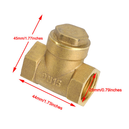 1/2" NPT Brass Water Oil Gas Swing Check Valve Threaded Plumbing Fitting