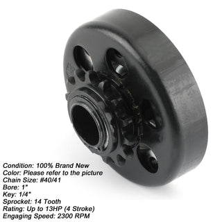 13HP Go Kart Centrifugal Clutch 1 inch Bore 14T 40/41/420 Chain