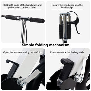 Foldable Commuter Kick Scooter For Adults and Teens With 8" Large solid pu luminous tire Dual Safety Brakes Anti-Slip Deck Commute Kick Scooter