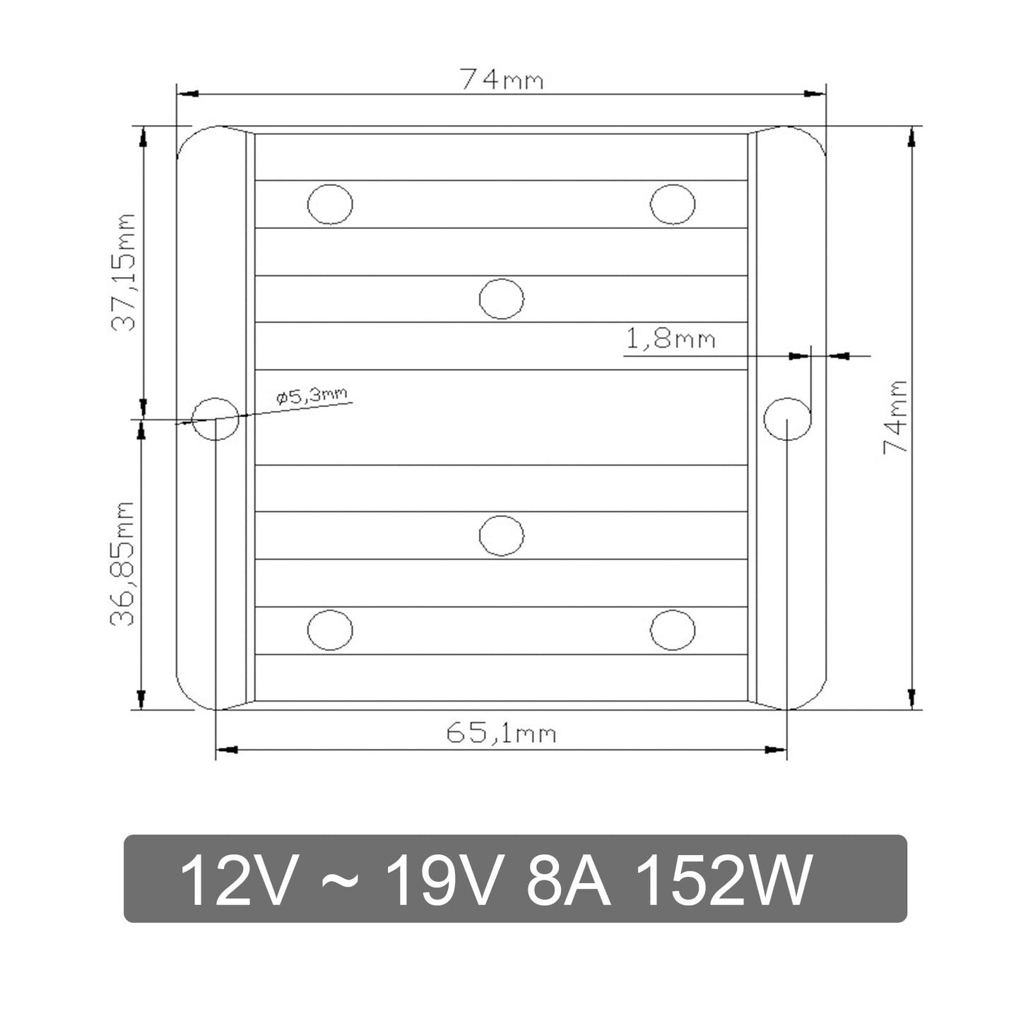 12V to 19V 8A 152W DC-DC Boost Step Up Power Converter Voltage Regulator Module Generic