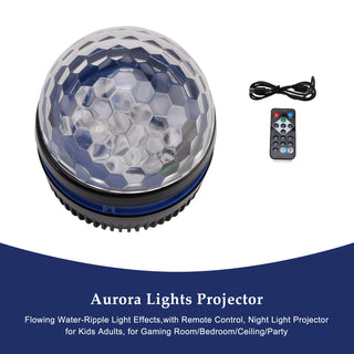 Ocean Wave Aurora Projector Lamp Colorful LED Night Light Remote Bedroom