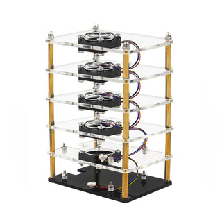 Multi-Layer Acrylic Shell Raspberry pi5 Transparent Protective Case Cooling Fan