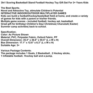 3In1 Scoring Basketball Stand Football Hockey Toy Gift Set For 3+ Years Kids  Toy