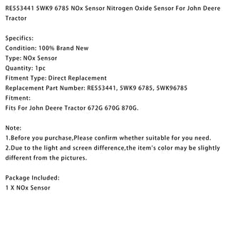 RE553441 Nox Nitrogen Oxide Sensor 5WK96785 For John Deere 672G 670G 870G