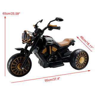3 Wheel Kids Ride On Motorcycle Electric Dual Drive Toy Car With LED Light Black