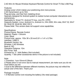 2.4G USB Mini Wireless Keyboard Remote Control For Android TV box PC