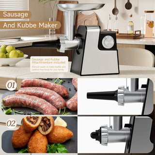 Electric Meat Grinder for Home Use: 5 in 1  600W Meat Grinder with 3 Blades Sausage