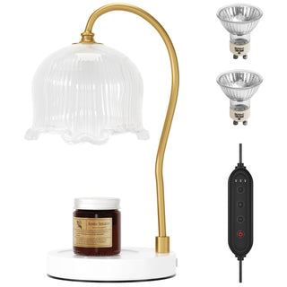 Candle Warmer Lamp with Timer & Dimmable Light - Cozy Lantern for Home, Includes 2 Bulbs