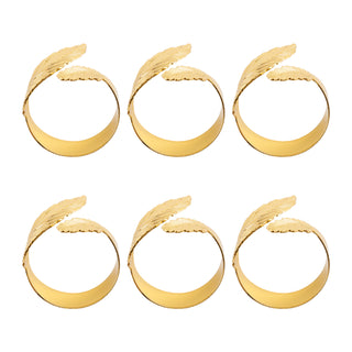 6PCS Napkin Rings Leaf Napkin Holder Adornmen Alloy Golden