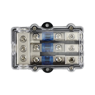 3 Way Car Mini ANL Blade Fuse Holder Stereo Audio 2 4 8 Gauge Distribution Block