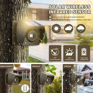 Solar Outdoor Powered Driveway Alarms Anti-Theft Wireless For Fish Pond Orchard