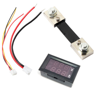 DC 100A 100V Digital Amp Volt Meter Voltmeter Ammeter Blue Red LED Current Shunt