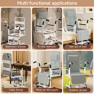 Topteng Patient Chair Hydraulic Transferred Lift Wheelchair Reclining transfer bed With potty