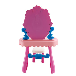 Toddler Makeup Table with Mirror and Chair Kids Vanity Set with Blowdryer for 3+