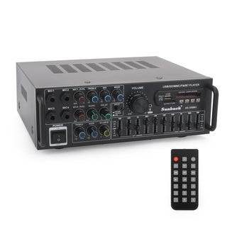 Sunbuck 110V 2000W 2CH EQ Bluetooth Stereo Amplifier Support USB Disk SD Card