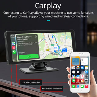10.26" Wireless Carplay Bluetooth Car MP5 Player HD Large Screen Recorder Camera
