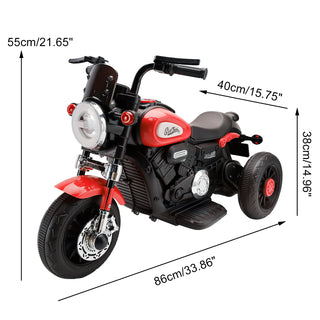 Red 6V Kids Ride-On Motorcycle w/ Dual Drive & Sounds