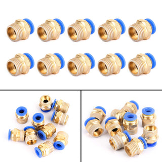 10 Pieces Pneumatic 6mm Tube X 1/4" Npt Male Connector Push To Connect Fitting