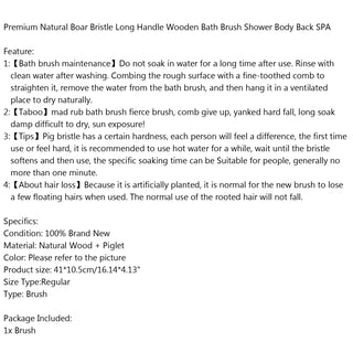 Back Scrubber Brush SPA Body Brush Natural Wooden Handle Brush