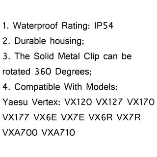 1x Waterproof Handheld Speaker Mic For Yaesu Vertex VX6R/7R/170/177/6E/7E HX370S