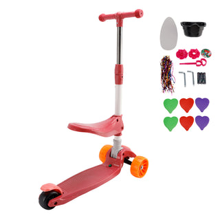 2-in-1 Pink Kids Scooter – Folding Seat, LED Light-Up Wheels, Adjustable Height