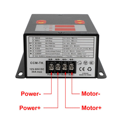 DC 12-80V 30A PWM Motor Speed Controller Soft-Start/Stop Voltage Ampere Meter Generic