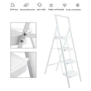 4 Step Ladder, Foldable Step Stools for Adults Anti-Slip Pedal, Lightweight