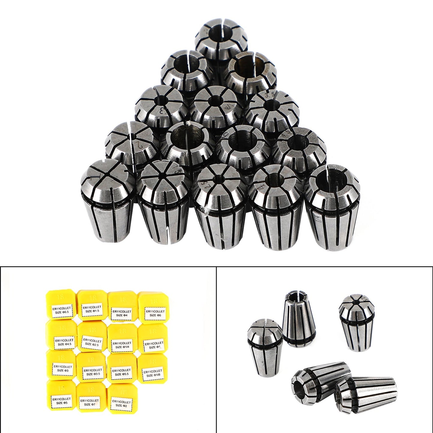 15Pcs ER11 Spring Collet Set For CNC Milling Lathe Tool Engraving Machine Steel Generic