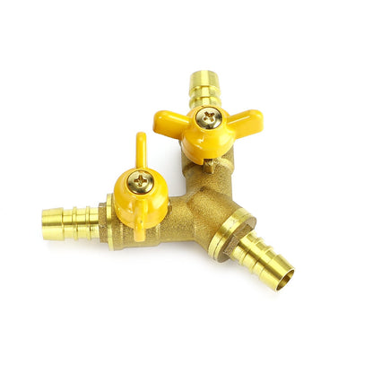 3/8" Hose Barb Ball Valve Y Shaped 3 Way Connector Barb Brass Fitting OD 11mm Generic