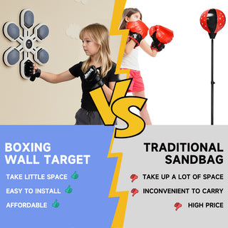 Music Boxing Machine Gym Office 9 Modes & 9 Speeds Boxing Workout Equipment Target for Home Boxing Wall Mount Machine for Adults Teens Smart Bluetooth Punching Trainer with Gloves