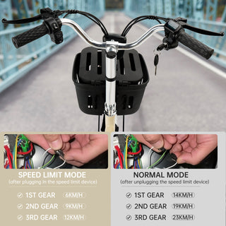 Electric Bike, 400W Folding Trike Ebike 16", 3 Wheel Electric Bicycle, Up to 34 Miles, 48V 12AH UL2849 Tricycle for Adults