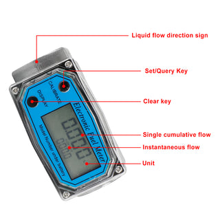 1" Digital Turbine Flow Meter LCD Display Flowmeter Flow Rate Of 10-100LPM