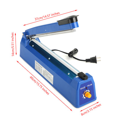 Economic 12"Impulse Heat Sealer 300mm Plastic Poly Bag Hand Sealing Machine Blue