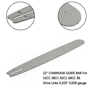 22" CHAINSAW GUIDE BAR 0.325" 0.058 Guage For 52CC 58CC CHAINSAW 5200 5800