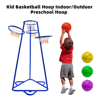 Early Learning 4 Hoop Kid Basketball Hoop Indoor/Outdoor Preschool Hoop Set Blue