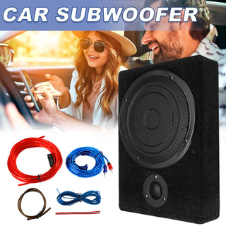 Subwoofer 8" 600W Under-Seat Amplifier Speaker Audio Sub Woofer Slim Box