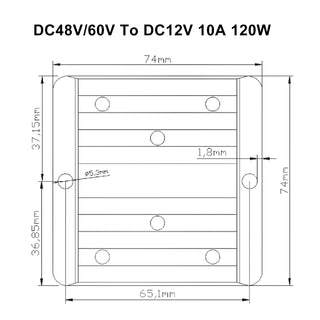 10A Waterproof DC/DC Converter Power Supply Regulator 48V/60V Step Down To 12V
