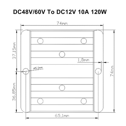 10A Waterproof DC/DC Converter Power Supply Regulator 48V/60V Step Down To 12V