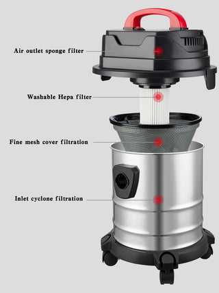 18L Handheld Ash Vacuum Cleaner,Pellet Stove Vacuum,16-18kpa Powerful Suction,Stainless Steel Canister,Dust Remove,For Home Office,Carpet Floors&Pet Hair