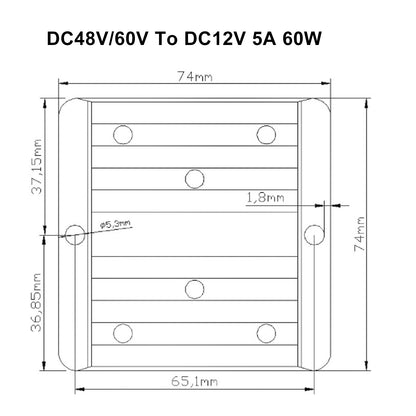 Waterproof DC 48V/60V to 12V 60W 5A Step-Down Power Supply Converter Regulator Generic