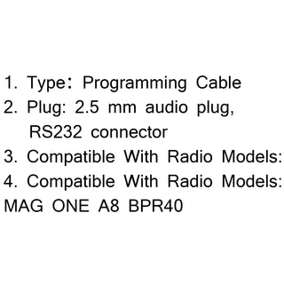 1Pcs 2.5mm Programming Cable For Radio MAG ONE A8 BPR40
