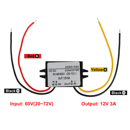 Waterproof DC-DC Buck Step Down Volt Converter 20V-72V 24V 36V 48V to 12V 3A Generic