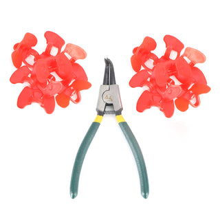 24Pcs Peepers+Pliers Chicken Glasses Poultry Blinders Spectacles Anti-PeckingF